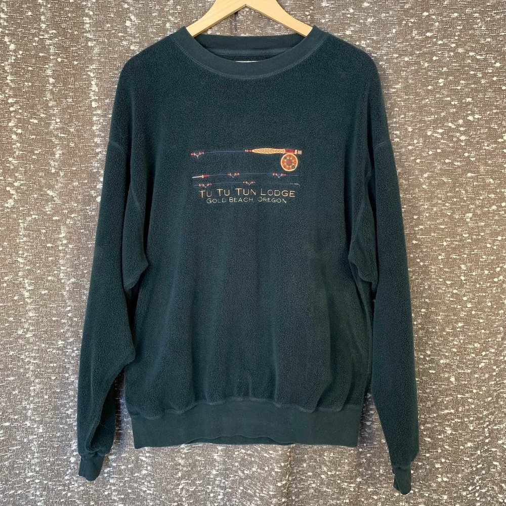 Vintage Oarsman Tu Tu‎ Tun Lodge Gold Beach Oregon Fleece Sweatshirt Size M